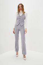 High-rise gray straight suit trousers with front slits Garne 3039593 photo №2