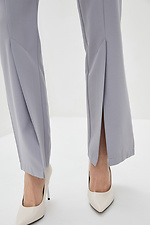 High-rise gray straight suit trousers with front slits Garne 3039593 photo №5