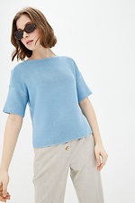 Niebieski sweter z dzianiny z krótkimi rękawami  4037593 zdjęcie №1