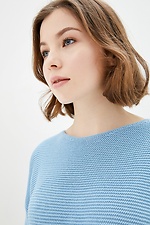Niebieski sweter z dzianiny z krótkimi rękawami  4037593 zdjęcie №4