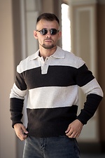 Чоловічий светр поло у смужку Polo Sweater бежевий з коричневим Teamv 8034593 фото №1