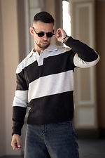 Чоловічий светр поло у смужку Polo Sweater бежевий з коричневим Teamv 8034593 фото №5