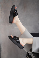 Puffy Leather Platform Slippers  8018594 photo №7