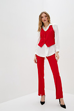 Czerwone proste spodnie garniturowe z wysokim stanem z rozcięciami z przodu Garne 3039595 zdjęcie №2