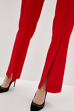 Czerwone proste spodnie garniturowe z wysokim stanem z rozcięciami z przodu Garne 3039595 zdjęcie №5