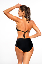 Black one-piece swimsuit plain on thin straps with high swimming trunks Marko 4024595 photo №4