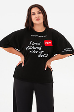 Schwarzes Damen-T-Shirt „I love Kyiv“ Garne 9001595 Foto №1