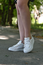 Summer light sneakers made of genuine leather with glitter and pearls Las Espadrillas 4101596 photo №8