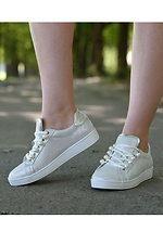 Summer light sneakers made of genuine leather with glitter and pearls Las Espadrillas 4101596 photo №9