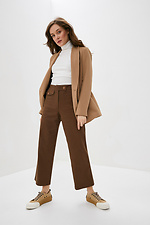 Коттоновые брюки кюлоты коричневого цвета с завышенной талией Garne 3039597 фото №2