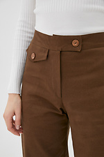 Коттоновые брюки кюлоты коричневого цвета с завышенной талией Garne 3039597 фото №4