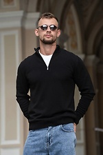 Чоловічий джемпер на блискавці з бавовни Zip Jumper чорний Teamv 8034597 фото №2