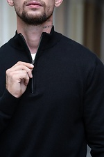 Чоловічий джемпер на блискавці з бавовни Zip Jumper чорний Teamv 8034597 фото №3