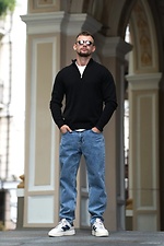 Чоловічий джемпер на блискавці з бавовни Zip Jumper чорний Teamv 8034597 фото №4