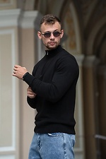 Чоловічий джемпер на блискавці з бавовни Zip Jumper чорний Teamv 8034597 фото №7