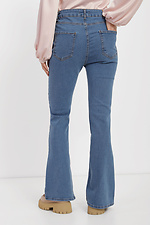 Niebieskie, rozkloszowane jeansy damskie batal z wysokim stanem  4014598 zdjęcie №3