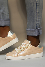 Summer light sneakers made of genuine leather with glitter and pearls Las Espadrillas 4101598 photo №7