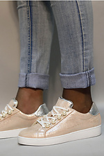 Summer light sneakers made of genuine leather with glitter and pearls Las Espadrillas 4101598 photo №9