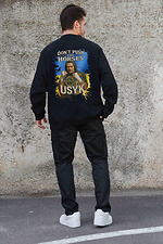 Men's Insulated Oversized Fleece Sweatshirt With Print Dont Push The Horse Black Without 8055600 photo №2