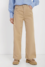 Bawełniane jeansy z wysokim stanem w kolorze beżowym  4014601 zdjęcie №1