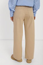 Bawełniane jeansy z wysokim stanem w kolorze beżowym  4014601 zdjęcie №3
