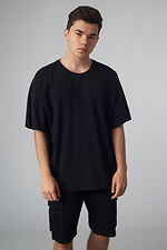 Oversized black cotton T-shirt with raglan sleeves Custom Wear 8025602 photo №1
