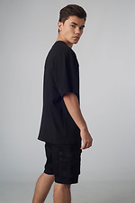 Oversized black cotton T-shirt with raglan sleeves Custom Wear 8025602 photo №2