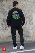 Isoliertes Fleece-Sweatshirt in Übergröße für Herren mit aufgedruckten Eclips Schwarz Without 8055602 Foto №2