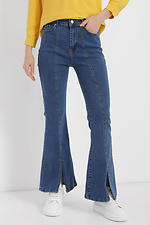 Flared blue jeans with front slits  4014603 photo №1