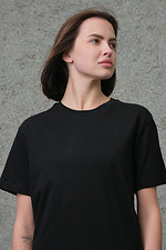 Basic plain black cotton jersey T-shirt Without 8042603 photo №4