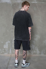 Men's Washed Oversized T-Shirt With Print 1702 Black Without 8049604 photo №4