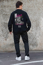 Men's Insulated Oversized Fleece Sweatshirt With Printed Feelings Black Without 8055604 photo №2
