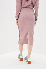 Knitted midi skirt below the knee with back slit and side stripes Garne 3039605 photo №4