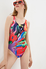 Jasny jednoczęściowy kostium kąpielowy w abstrakcyjny print GERA 4040605 zdjęcie №1