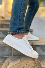 Flache Schuhe aus weißem Leder  4205605 Foto №4