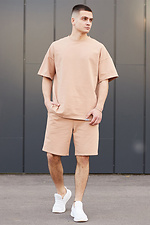 Бежевый хлопковый комплект, футболка и шорты TUR WEAR 8025605 фото №1