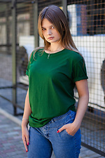 Einfarbiges Basic-T-Shirt aus flaschenfarbenem Baumwolljersey Without 8042605 Foto №1