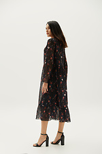 Черное шифоновое платье в мелкий цветочек с воланом по подолу Garne 3038606 фото №4