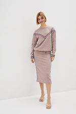 Knitted midi skirt below the knee with back slit and side stripes Garne 3039606 photo №2