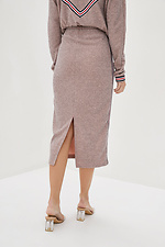 Knitted midi skirt below the knee with back slit and side stripes Garne 3039606 photo №4