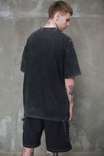 8049594 Мужская Вываренная Оверсайз Футболка Washed С Принтом Pink 1702 Black Without 8049606 фото №3