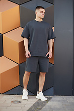Gray cotton set, T-shirt and shorts TUR WEAR 8025607 photo №1