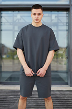 Сірий бавовняний комплект, футболка і шорти TUR WEAR 8025607 фото №2