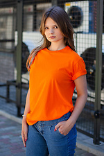 Einfarbiges Basic-T-Shirt aus karottenfarbenem Baumwolljersey Without 8042607 Foto №1
