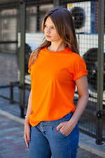 Einfarbiges Basic-T-Shirt aus karottenfarbenem Baumwolljersey Without 8042607 Foto №3