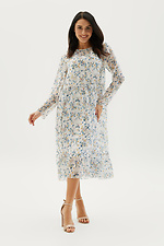White floral chiffon dress with frill at the hem Garne 3038608 photo №2