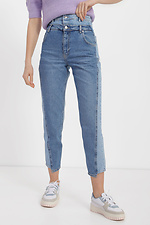 Zweifarbige Cropped-Jeans mit hohem Bund  4014608 Foto №1