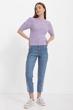 Zweifarbige Cropped-Jeans mit hohem Bund  4014608 Foto №2