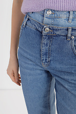 Zweifarbige Cropped-Jeans mit hohem Bund  4014608 Foto №4
