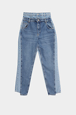 Zweifarbige Cropped-Jeans mit hohem Bund  4014608 Foto №5